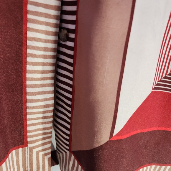 Lafayette 148 Red and Brown Geometric Patterned Shirt Sze Small - Picture 3 of 9
